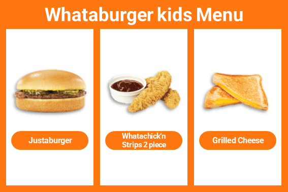 Whataburger Chicken Strips and Kids Menu - All Menu Food